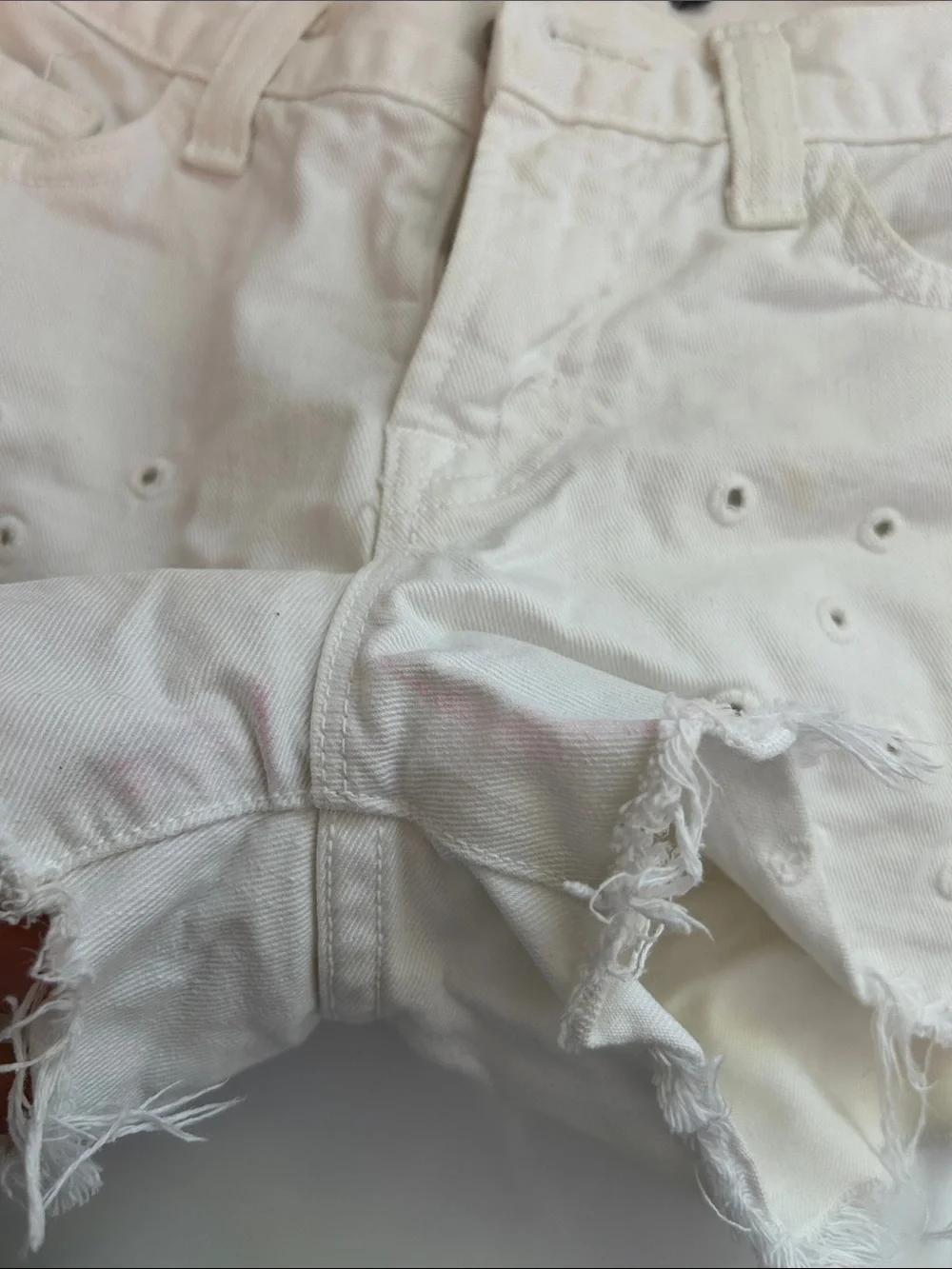 J Brand size 25 White Eyelet Distressed Women's Denim Shorts